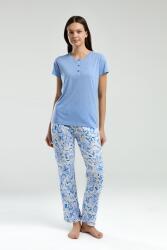 Arnetta Yazlık Açık Mavi Pijama Takım, Düğmeli Yaka, Kısakol, Cepli ve Baskılı - 3