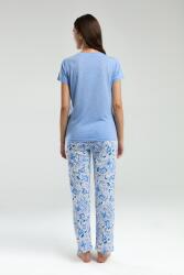 Arnetta Yazlık Açık Mavi Pijama Takım, Düğmeli Yaka, Kısakol, Cepli ve Baskılı - 5