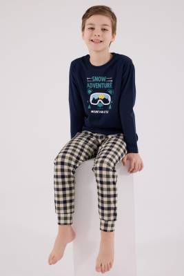 Arnetta - Baba Oğul Kareli Lacivert Pijama Takım Kombin, Erkek ve Çocuk Pijamalar Ayrı Ayrı Fiyatlandırılır (1)