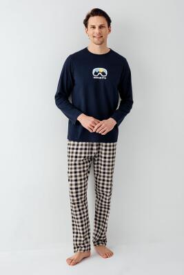 Baba Oğul Kareli Lacivert Pijama Takım Kombin, Erkek ve Çocuk Pijamalar Ayrı Ayrı Fiyatlandırılır - 6
