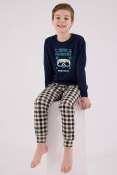 Baba Oğul Kareli Lacivert Pijama Takım Kombin, Erkek ve Çocuk Pijamalar Ayrı Ayrı Fiyatlandırılır (1)