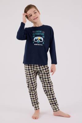 Baba Oğul Kareli Lacivert Pijama Takım Kombin, Erkek ve Çocuk Pijamalar Ayrı Ayrı Fiyatlandırılır - 3