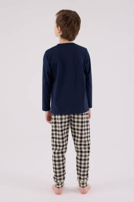 Baba Oğul Kareli Lacivert Pijama Takım Kombin, Erkek ve Çocuk Pijamalar Ayrı Ayrı Fiyatlandırılır - 4