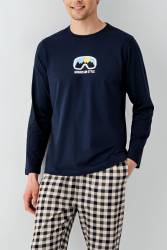 Baba Oğul Kareli Lacivert Pijama Takım Kombin, Erkek ve Çocuk Pijamalar Ayrı Ayrı Fiyatlandırılır - 6