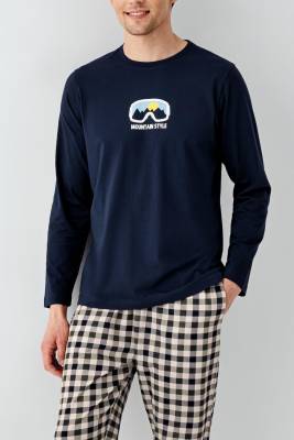 Baba Oğul Kareli Lacivert Pijama Takım Kombin, Erkek ve Çocuk Pijamalar Ayrı Ayrı Fiyatlandırılır - 6