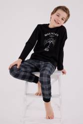 Baba Oğul Kareli Siyah Pijama Takım Kombin, Erkek ve Çocuk Pijamalar Ayrı Ayrı Fiyatlandırılır - Thumbnail