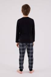 Baba Oğul Kareli Siyah Pijama Takım Kombin, Erkek ve Çocuk Pijamalar Ayrı Ayrı Fiyatlandırılır - Thumbnail