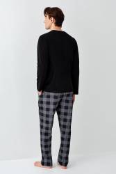 Baba Oğul Kareli Siyah Pijama Takım Kombin, Erkek ve Çocuk Pijamalar Ayrı Ayrı Fiyatlandırılır - 8
