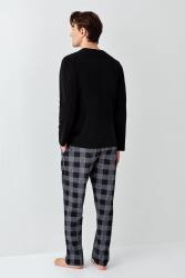 Baba Oğul Kareli Siyah Pijama Takım Kombin, Erkek ve Çocuk Pijamalar Ayrı Ayrı Fiyatlandırılır - 8