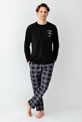 Baba Oğul Kareli Siyah Pijama Takım Kombin, Erkek ve Çocuk Pijamalar Ayrı Ayrı Fiyatlandırılır - 6