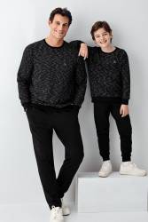 Baba Oğul Kışlık Siyah Pijama Takım Kombin, Erkek ve Çocuk Pijamalar Ayrı Ayrı Fiyatlandırılır - Thumbnail