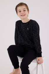 Baba Oğul Kışlık Siyah Pijama Takım Kombin, Erkek ve Çocuk Pijamalar Ayrı Ayrı Fiyatlandırılır - Thumbnail