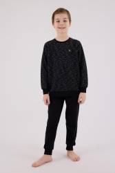 Baba Oğul Kışlık Siyah Pijama Takım Kombin, Erkek ve Çocuk Pijamalar Ayrı Ayrı Fiyatlandırılır - Thumbnail