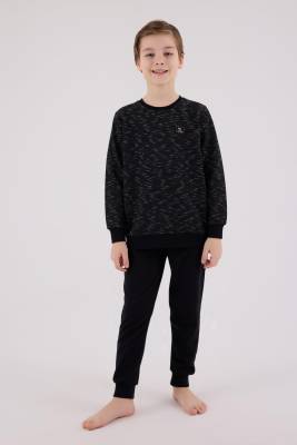 Baba Oğul Kışlık Siyah Pijama Takım Kombin, Erkek ve Çocuk Pijamalar Ayrı Ayrı Fiyatlandırılır - 3