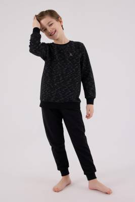 Baba Oğul Kışlık Siyah Pijama Takım Kombin, Erkek ve Çocuk Pijamalar Ayrı Ayrı Fiyatlandırılır - 4