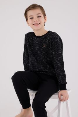 Baba Oğul Kışlık Siyah Pijama Takım Kombin, Erkek ve Çocuk Pijamalar Ayrı Ayrı Fiyatlandırılır - 2