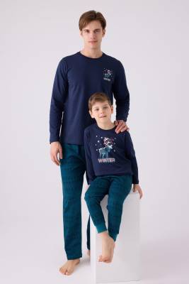 Arnetta - Baba Oğul Lacivert Pijama Takım, Kombin Yapmak İçin tek tek sepete eklenmelidir