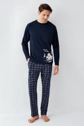 Baba Oğul Lacivert Pijama Takım, Kombin Yapmak İçin tek tek sepete eklenmelidir - Thumbnail