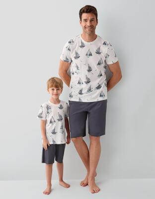 Baba Oğul Pijama Kombini - Ürünler Ayrı Ayrı Satılır, Kombin İçin Ayrı Ayrı Sırayla Sepete Eklenmelidir-%100 Pamuk - 1