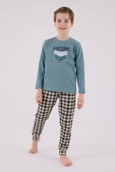 Baba Oğul Yeşil Pijama Takım Kombin, Erkek ve Çocuk Pijamalar Ayrı Ayrı Fiyatlandırılır - Thumbnail