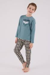 Baba Oğul Yeşil Pijama Takım Kombin, Erkek ve Çocuk Pijamalar Ayrı Ayrı Fiyatlandırılır - Thumbnail