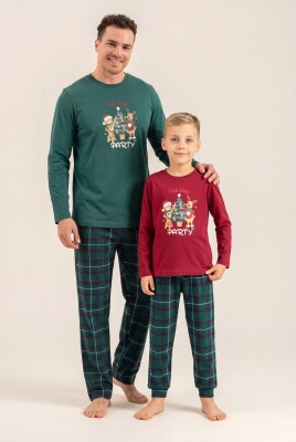 Baba Oğul Yılbaşı Pijama Takım, Yetişkin ve Çocuk Pijamaları Ayrı Fiyatlardadır - 1