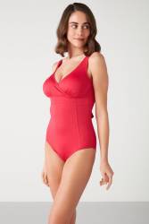 Balensiz V Yaka Fuşya Toparlayıcı Mayo - Thumbnail