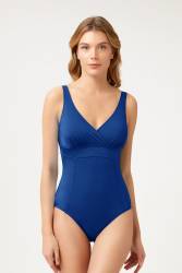 Balensiz V Yaka Saks Mavi Toparlayıcı Mayo - Thumbnail