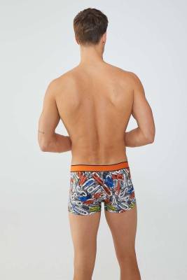 Baskılı Erkek Likralı 2'li Boxer - 8