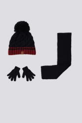 Erkek Bebek Atkı-Bere-Eldiven 3'lü Takım, 1-3 yaş arası Lacivert