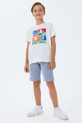 Beyaz Erkek & Çocuk Şort Takımlar Ayrı Ayrı Satılır | %100 Pamuk Baba Oğul Yazlık Takım Kombin - 5