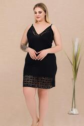 Büyük Beden Kadın Aakılı Siyah Gecelik ve Pembe Siyah Çizgili Sabahlık Takım, Viskon Kumaş (1)