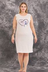 Büyük Beden Kadın Gecelik Sabahlık Takım, Viskon Kumaş - Thumbnail