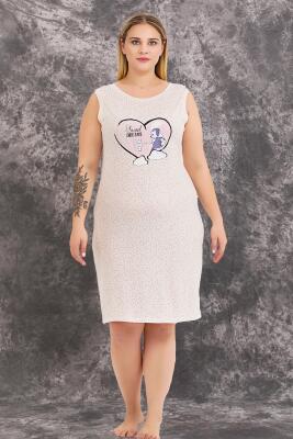 Büyük Beden Kadın Gecelik Sabahlık Takım, Viskon Kumaş - 2