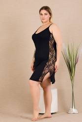 Büyük Beden Kadın Gecelik Sabahlık Takım, Viskon Kumaş - Thumbnail