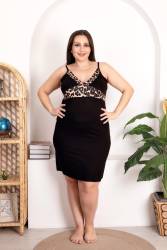 REN - Büyük Beden Kadın Leopar Gecelik Sabahlık Takım, Viskon Kumaş (1)