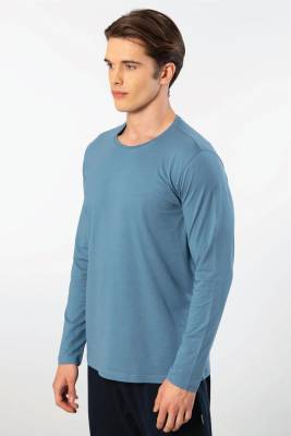 Cacharel - Cacharel Erkek %50 Modal, %50 Pamuk Bisiklet Yaka Uzunkol T-shirt