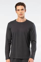 Cacharel Erkek %50 Modal, %50 Pamuk Bisiklet Yaka Uzunkol T-shirt - Thumbnail