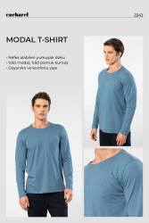 Cacharel Erkek %50 Modal, %50 Pamuk Bisiklet Yaka Uzunkol T-shirt - Thumbnail