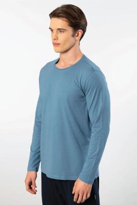 Cacharel Erkek %50 Modal, %50 Pamuk Bisiklet Yaka Uzunkol T-shirt - 1