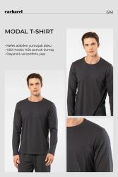 Cacharel Erkek %50 Modal, %50 Pamuk Bisiklet Yaka Uzunkol T-shirt - 3