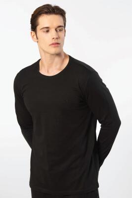 Cacharel Erkek %50 Modal, %50 Pamuk Bisiklet Yaka Uzunkol T-shirt - 20