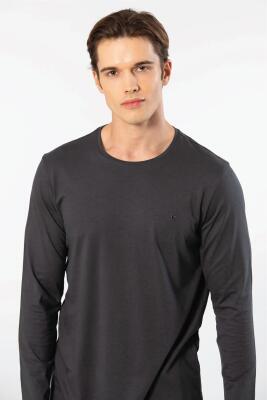 Cacharel Erkek %50 Modal, %50 Pamuk Bisiklet Yaka Uzunkol T-shirt - 2