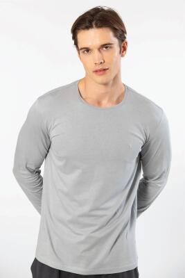 Cacharel Erkek %50 Modal, %50 Pamuk Bisiklet Yaka Uzunkol T-shirt - 6