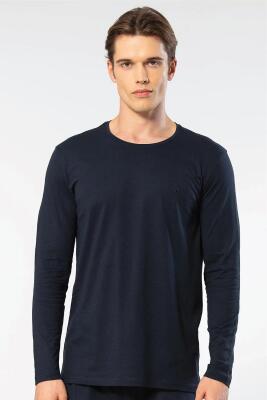 Cacharel Erkek %50 Modal, %50 Pamuk Bisiklet Yaka Uzunkol T-shirt - 10