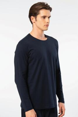 Cacharel Erkek %50 Modal, %50 Pamuk Bisiklet Yaka Uzunkol T-shirt - 12