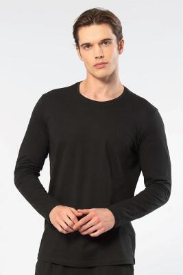 Cacharel Erkek %50 Modal, %50 Pamuk Bisiklet Yaka Uzunkol T-shirt - 15
