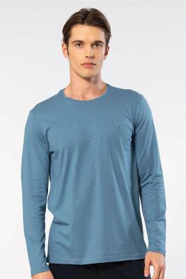 Cacharel Erkek %50 Modal, %50 Pamuk Bisiklet Yaka Uzunkol T-shirt - 19