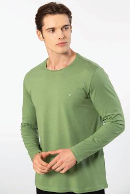 Cacharel Erkek %50 Modal, %50 Pamuk Bisiklet Yaka Uzunkol T-shirt - 21