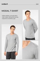 Cacharel Erkek %50 Modal, %50 Pamuk V Yaka Uzunkol T-shirt - 7